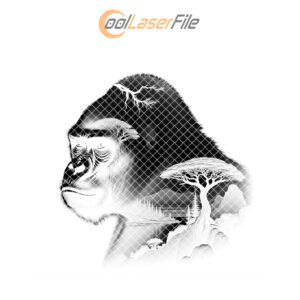 Gorilla Slate Coaster Engraving File, Wild Animal PNG
