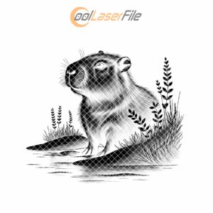 Groundhog Slate Coaster Laser Engraving PNG, Water-Inspired Animal