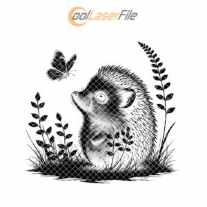 Hedgehog and Butterfly Laser Engraving File, Slate Coaster