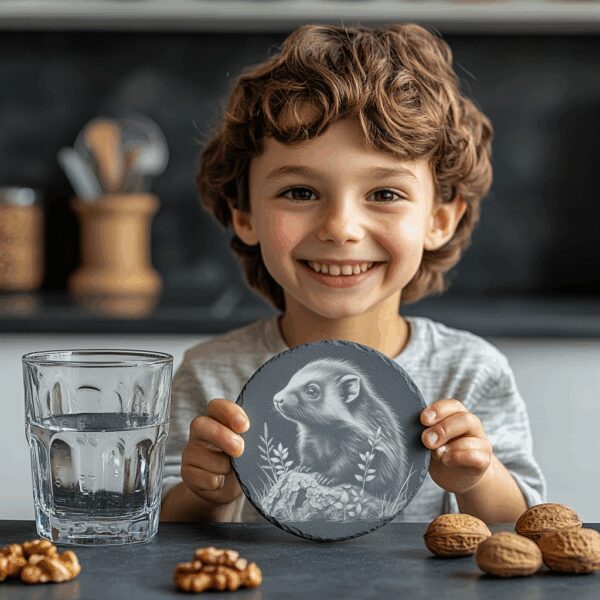 Hedgehog Slate Coaster Engraving File, 3D Illusion PNG