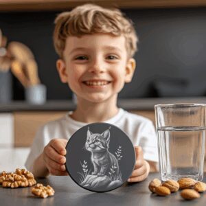Kitten Rock Slate Coaster Design, Laser Engraved Cat