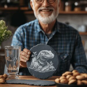 Komodo Dragon Rock Slate Coaster Engraving File, PNG