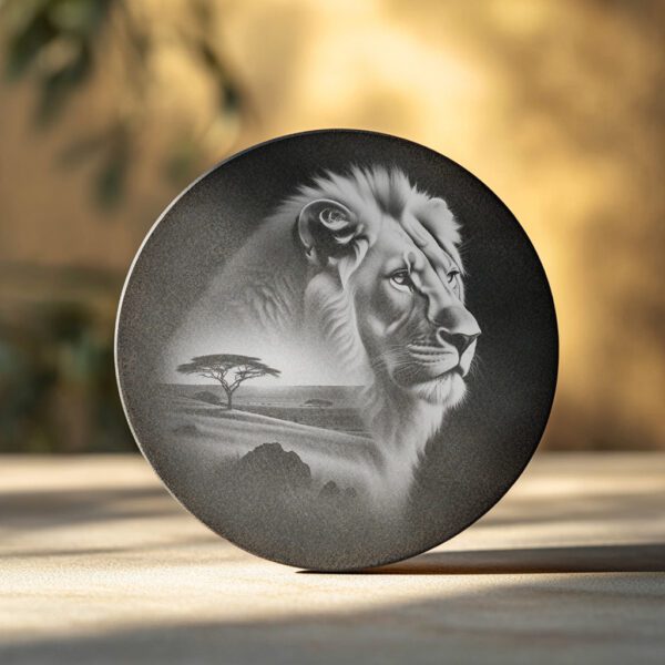 Lion Laser Engraving File for Slate Coaster, Wild