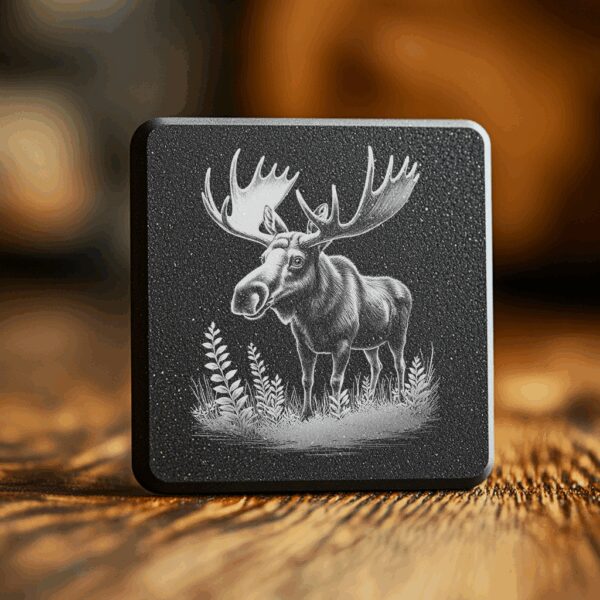 Moose Antlers Slate Coaster Laser Engraving Design, Wildlife