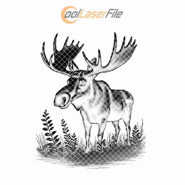 Moose Antlers Slate Coaster Laser Engraving Design, Wildlife