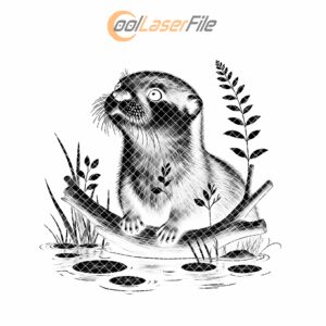 Otter on Branch Slate Coaster PNG, Wildlife Laser