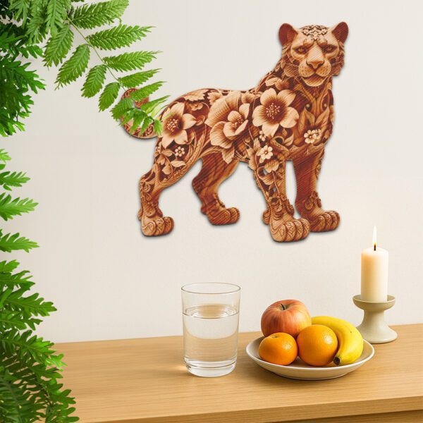 Panther 3D Illusion Laser Engraved Floral Animal Art,