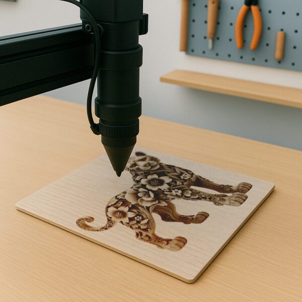 Panther 3D Illusion Laser Engraved Floral Animal Art,