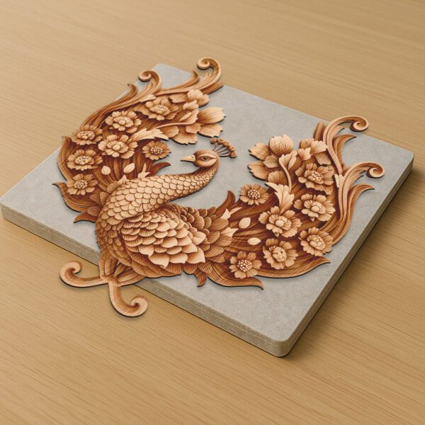 Peacock 3D Illusion Laser Engraving File for Crafts,