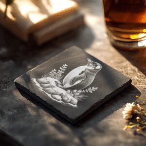 Penguin Slate Coaster PNG, Wildlife Home Decor, Laser