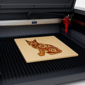 Realistic Cat and Floral 3D Illusion Laser Engraving