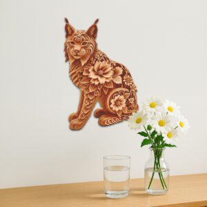Realistic Cat and Floral 3D Illusion Laser Engraving