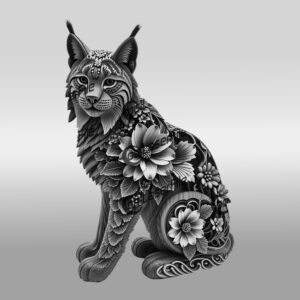 Realistic Cat and Floral 3D Illusion Laser Engraving