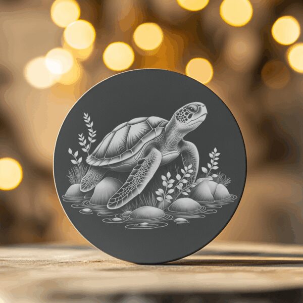 Sea Turtle Slate Coaster Design, Ocean Decor PNG,