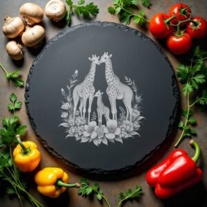 Slate Cheese Board Engraving File, Giraffe Family Protea