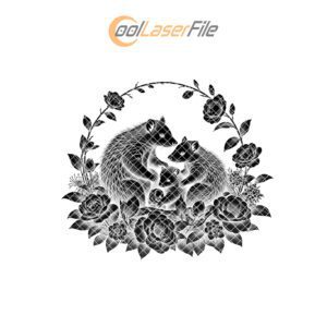 Slate Cheese Board Engraving File, Pangolin Family Camellia