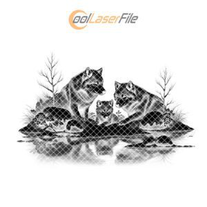 Slate Cheese Board Engraving File, Wolves by River,