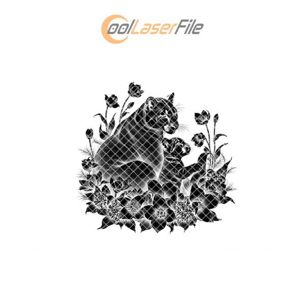 Slate Cheese Board File, Cougar Family in Columbines,