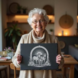 Slate Cheese Board, Horse Trio Sunburst Arch, Charcuterie