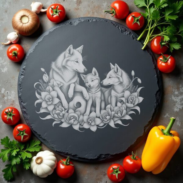 Slate Cheese Board Laser Engraving File, Maned Wolf