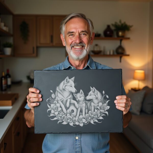 Slate Cheese Board Laser Engraving File, Maned Wolf
