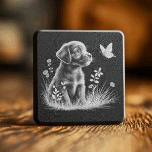 Slate Coaster Engraving File, 3D Dog Puppy Design,