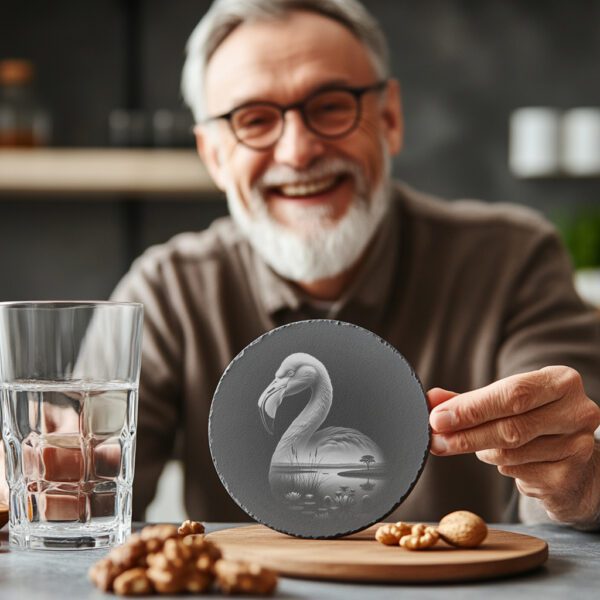 Slate Coaster Engraving File, Graceful Flamingo PNG, Wild