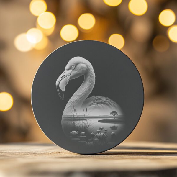 Slate Coaster Engraving File, Graceful Flamingo PNG, Wild