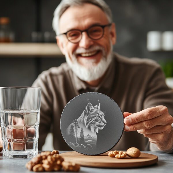 Slate Coaster Engraving File, Regal Lynx Animal Art,