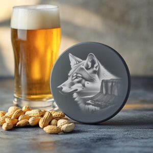 Slate Coaster Engraving File, Sly Coyote PNG, Rustic