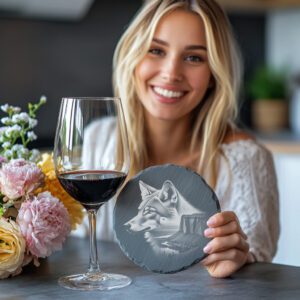 Slate Coaster Engraving File, Sly Coyote PNG, Rustic