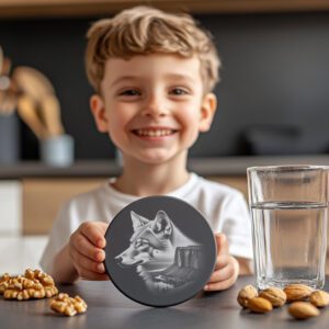 Slate Coaster Engraving File, Sly Coyote PNG, Rustic