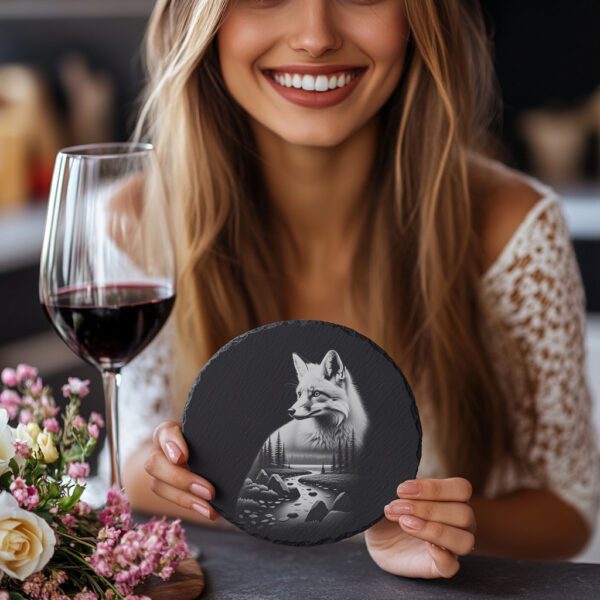 Slate Coaster Engraving File, Solitary Fox Wild Animal