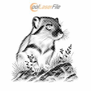 Slate Coaster Engraving File, Weasel on Rock PNG,