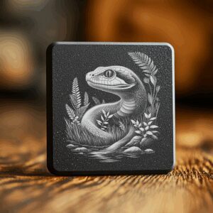 Snake In The Grass Slate Coaster Laser Engraving