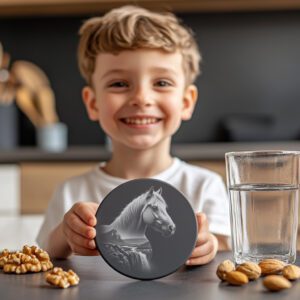Stallion Slate Coaster Engraving File, Wild Horse Art