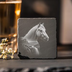 Stallion Slate Coaster Engraving File, Wild Horse Art