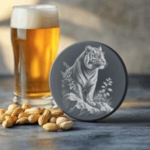 Tiger Slate Coaster Engraving File, Wildlife Art PNG