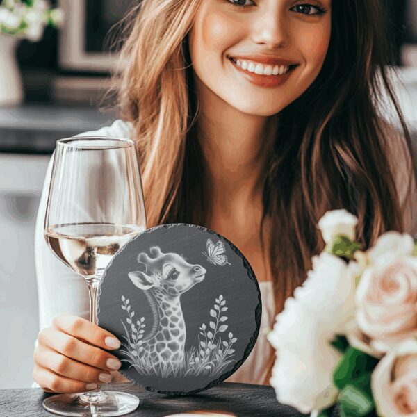 Wild Giraffe PNG Engraving File for Slate Coaster,