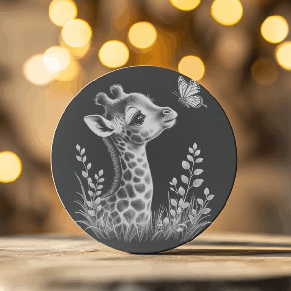 Wild Giraffe PNG Engraving File for Slate Coaster,