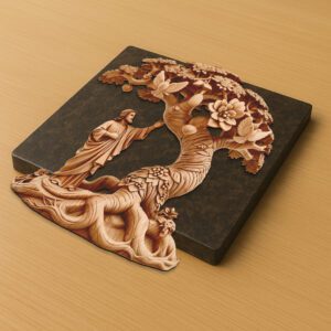 3D Illusion Laser Engraved Jesus Tree Scene, Inspirational