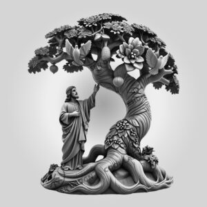 3D Illusion Laser Engraved Jesus Tree Scene, Inspirational