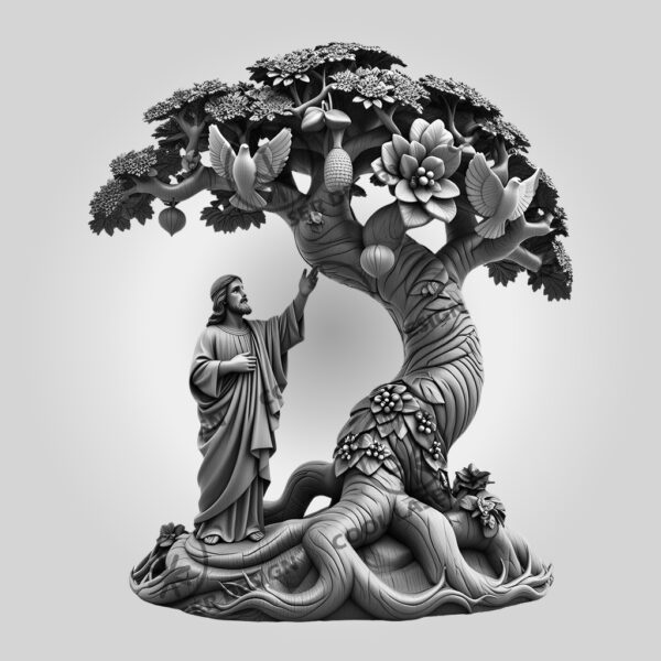 3D Illusion Laser Engraved Jesus Tree Scene, Inspirational