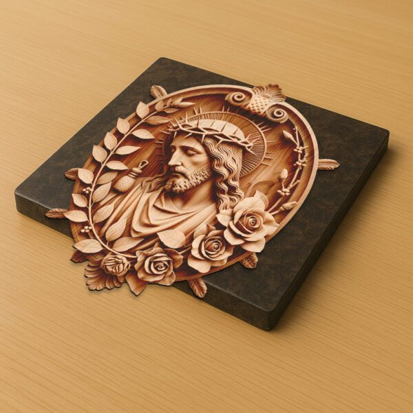 3D Illusion Laser Engraved Jesus with Crown of
