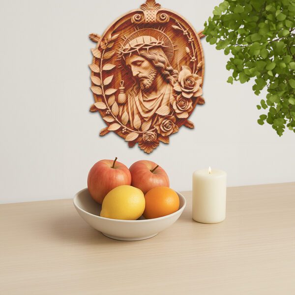 3D Illusion Laser Engraved Jesus with Crown of