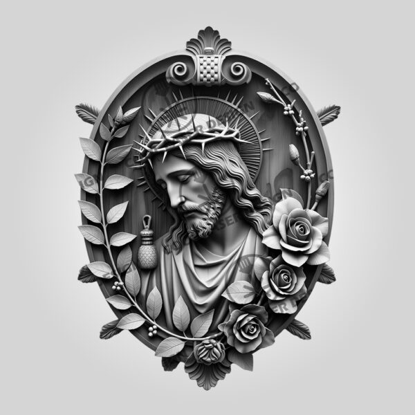 3D Illusion Laser Engraved Jesus with Crown of