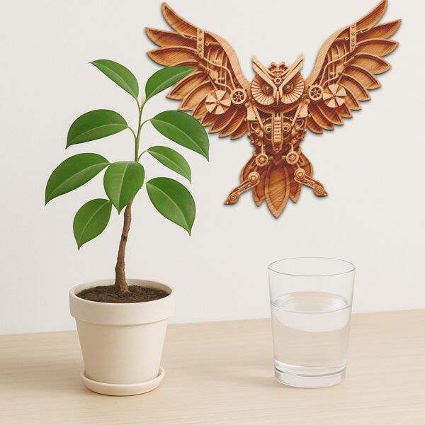 3D Illusion Laser Engraved Steampunk Owl Wall Art,