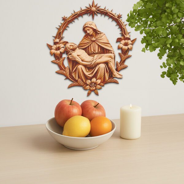 3D Illusion Laser Engraving Design, Virgin Mary and