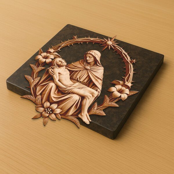 3D Illusion Laser Engraving Design, Virgin Mary and