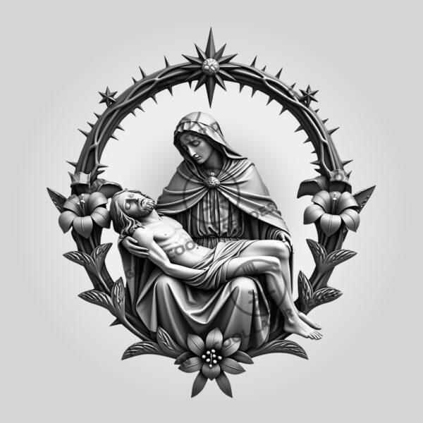 3D Illusion Laser Engraving Design, Virgin Mary and